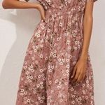 SheIn Pink Floral Print Short Sleeve Midi Dress  Photo 0