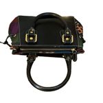 BRACCIALINI BLACK LEATHER SHOULDER BAG W/MULTI COLOR FABRIC SIDES Photo 8
