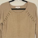 Calvin Klein Women's  Ribbed Gold Grommet Long Sleeve Sweater Tan  Size Medium Photo 1