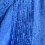 LL Bean 100% Linen Pleated Sleeveless Mini Dress Full Button Down Pockets Blue Size 16P Photo 7