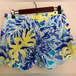 Lilly Pulitzer Magnolia Scalloped Shorts in Blue/Yellow Ylang Ylang Love 2 Photo 3