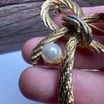 Flower, Ribbon Bow, Leaf 2 With Faux Pearl Gold Tone Brooch Pin Lot Of 3 Photo 9