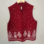 Talbots Vintage Winter Snowman Embroidered Beaded Merino Wool Sweater Vest XL Photo 7
