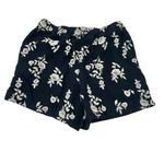 Abercrombie & Fitch Linen Blend Embroidered Floral Pull-On Shorts Black sz Large Photo 1