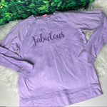 Isaac Mizrahi “Fabulous” long sleeve graphic purple sweatshirt / top S Photo 0