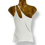 Enza Costa White Ribbed Asymmetrical Strap Tank Top Made in USA Size M Size M Photo 1