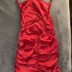 Oh Polly  Backless Ruched Satin Mini Dress  Photo 1