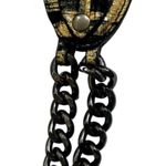 WCM New York Leather Belt Metal Chain Gold & Black Metallic Women's Wrap Photo 4