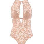 For Love & Lemons  Skivvies‎ Miranda Embroidery Sexy Bodysuit Orange Floral Large Photo 0