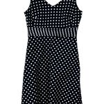 Amanda Smith Dress Womens 10 Black White Cotton Polka Dot Sleeveless Retro 50s Photo 0