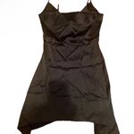 Commense Satin Slip Dress Small Goth Fairygoth Sharkbite Hem NEW Black Photo 0