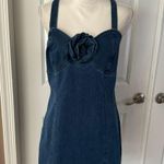 Anthropologie Porridge Rosette Denim Slim Mini Dress Photo 4