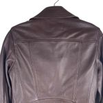 Reiss  Leiya Lamb Leather Moto Jacket In Berry Brownish Red Size 4 Photo 9