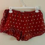 Madewell  Red Pajama Shorts Pjs Llama Rama White Bootie Comfy Cozy Boho Size M Photo 0