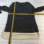 Ralph Lauren Lauren Tunic Top Womens XL Black Cream Twofer Stripe Long Sleeve Photo 1