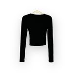 Madewell  Crewneck Long-Sleeve Tee Women's XS Black Fine Ribbed Supercrop NWT Photo 3