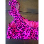 Cabana Del Sol women's  pink neon cheetah print ruffle trim bikini top size large Photo 3