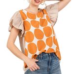 CES FEMME Contrast Polka Dot Blouse Top in Golden Yellow Size 3X New w/o Tag Photo 1