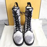 Fendi  Tie Dye Grey White Black Outlined Combat Boots Photo 4