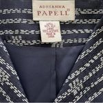Adrianna Papell Vintage Silk Blazer Jacket Navy White Abstract Print Size Medium Photo 6