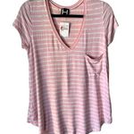 H by Halston Pale Pink Stretch Knit V-Neck Loose shot sleeve flowy tee Photo 0