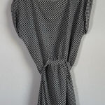 Ann Taylor Women’s Sleeveless Top Black White Geometric Belt Tie Waist Size S Photo 0