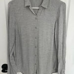EXPRESS  The City Shirt Gray Button Down High Low Hem Women’s Size S Photo 0