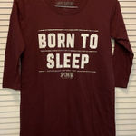 PINK - Victoria's Secret PINK VS Pajama Tee Size XS, Burgundy “Born To Sleep” Photo 0