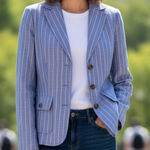 J.‎ Peterman Red Blue White Stripe Cotton Blazer Jacket Womens 0 Photo 0
