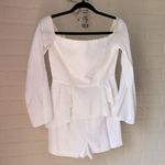 BCBGMAXAZRIA White romper  NEW off the shoulder flare arm peplum tiered detail Photo 2