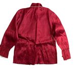 American Vintage Vintage 70s Chinese Satin Dragon Embroidered Jacket Red Mandarin Collar Small Photo 4