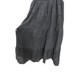 Black Smocked Tiered Midi Dress Eyelet Halter Embroidered Flower Size Small Photo 3