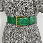 DOMINO De Micheli Italy Vintage Green Leather Belt Solid Brass Buckle Size 29 Photo 1