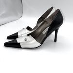 Monzo Franco Womens 6.5M Pandora Two Tone Black White Leather Stilettos Career Size 6.5 Photo 3