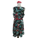 Elle Women's  Aqua Floral
Print Pleated Fit & Flare Dress
Size M Photo 3