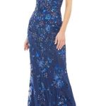 Mac Duggal NWOT  navy blue FLORAL EMBELLISHED HALTER GOWN  16 Photo 2