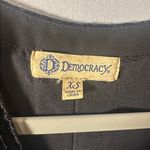 Democracy Black Crushed Velvet Button Front Long Sleeve Blouse Photo 1