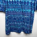 Caribbean Joe Diamond Print 3/4 Sleeve Henley Blue Shift Dress Women's Sz Medium Photo 3