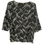 Chico's top shirt blouson elastic at waist hip 3/4 sleeve black white size 2 Photo 5