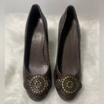 Jack Rogers Marlo Brown Leather Gold Hardware Heel Size 7 1/2M Photo 0