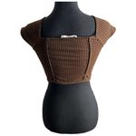Elodie  Checkered Cropped Corset Top XS Women’s Brown Multi Photo 2