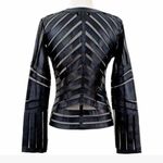 Madonna leather long sleeve mesh cut out zip jacket by Belgin Francis s Black Photo 6