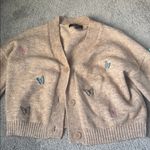 Witty Fox Embroidered Butterfly Tan Two Piece Cropped Cardigan & Top Set SIZE XS Photo 2