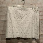 Loft  White eyelet skirt 12 lined cotton straight Photo 0