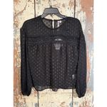 NWT Gypsies and Moondust Women's Crochet Inset Woven Top, Black Gold size Small Photo 3
