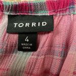 Torrid Babydoll Multi Plaid Crinkle Gauze Tie Front Scoop Neckline Top Size 4 Photo 7