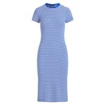 Ralph Lauren Polo Striped Short Sleeve T Shirt Dress In Keel Blue White Photo 2