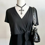 Black Wrap Babydoll Top, Fairy Grunge Y2K Gothic‎ Coquette XL Photo 0