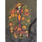 Hasta Siempre Women's Sweater S Small Gray Fleece Lining "La Catrina" Halloween Photo 2