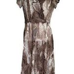 Vintage Y2k 90S Snakeskin Animal Print Ruffles Midi Dress Sheer Shoulder Pads 10 Brown Size undefined Photo 0